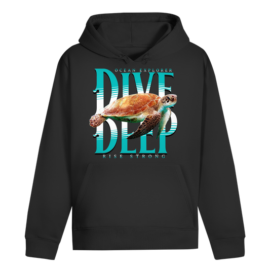 Dive Rise Strong Hoodie – nachhaltiger Ocean Explorer Hoodie mit Schildkröten-Print