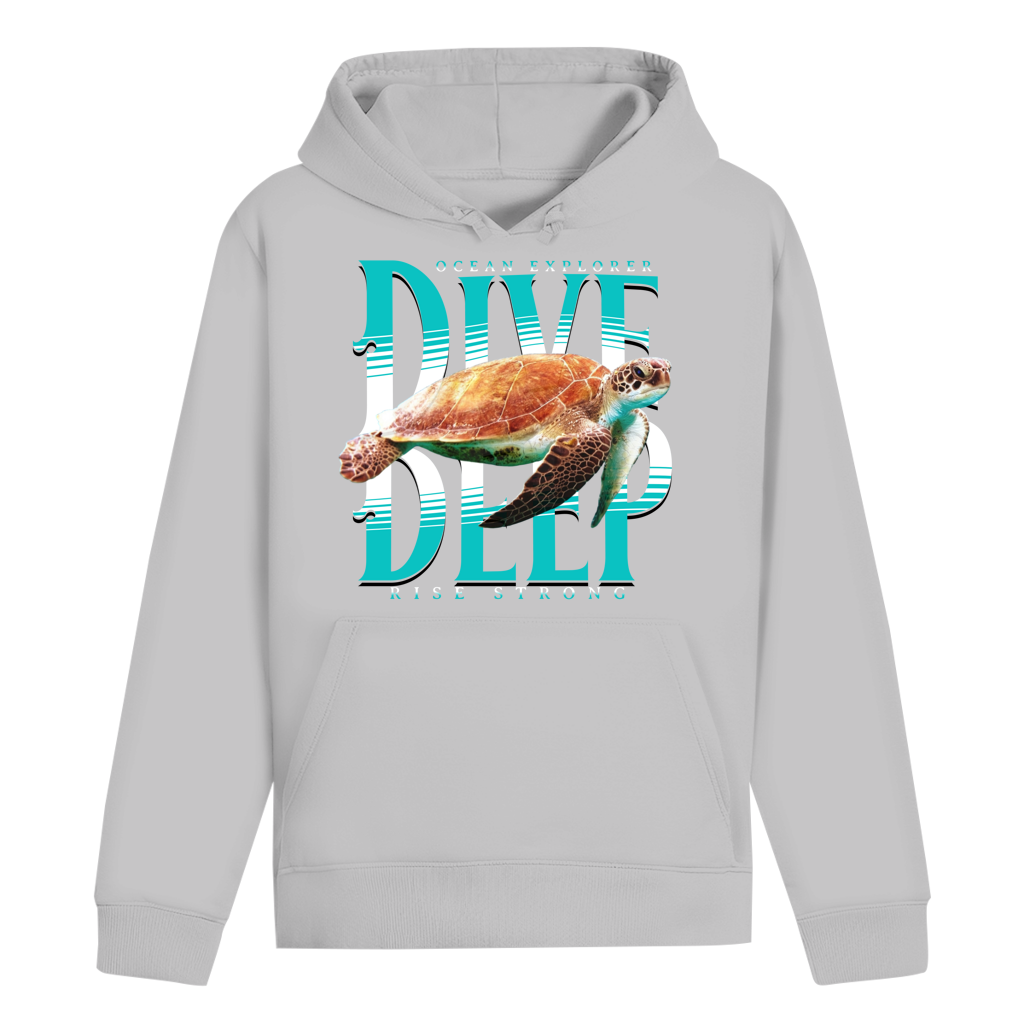 Dive Rise Strong Hoodie – nachhaltiger Ocean Explorer Hoodie mit Schildkröten-Print