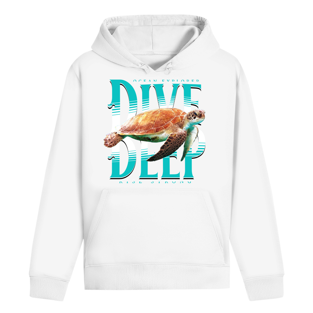 Dive Rise Strong Hoodie – nachhaltiger Ocean Explorer Hoodie mit Schildkröten-Print