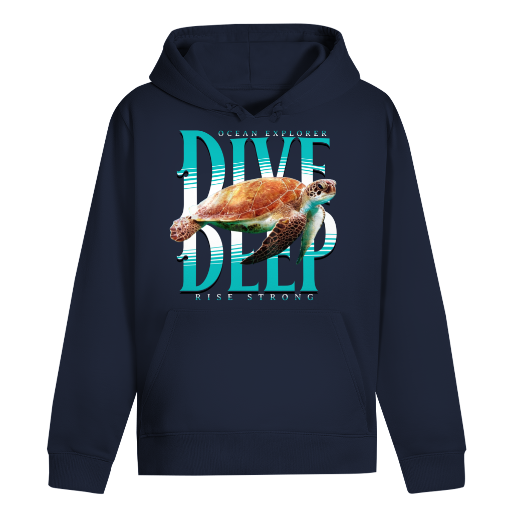 Dive Rise Strong Hoodie – nachhaltiger Ocean Explorer Hoodie mit Schildkröten-Print
