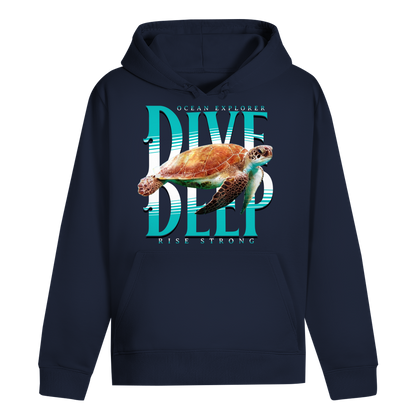 Dive Rise Strong Hoodie – nachhaltiger Ocean Explorer Hoodie mit Schildkröten-Print