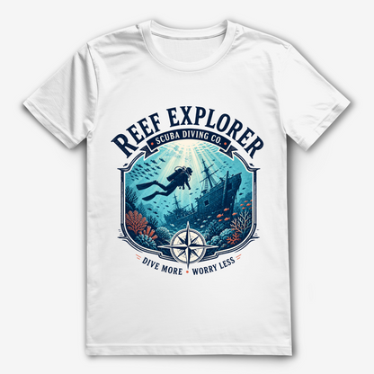 Reef Explorer T-Shirt – nachhaltiges Taucher Shirt mit Wrack-Design aus Bio-Baumwolle