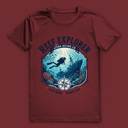 Reef Explorer T-Shirt – nachhaltiges Taucher Shirt mit Wrack-Design aus Bio-Baumwolle