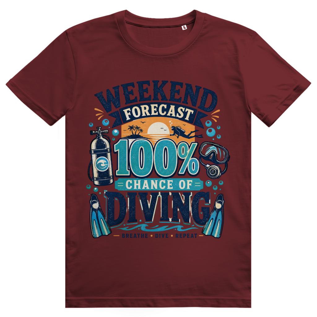Weekend Forecast T-Shirt – nachhaltiges Taucher Shirt mit 100% Diving Design