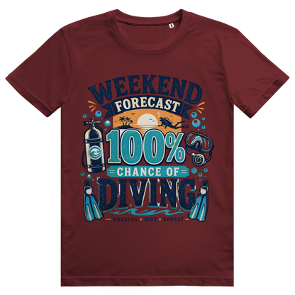 Weekend Forecast T-Shirt – nachhaltiges Taucher Shirt mit 100% Diving Design