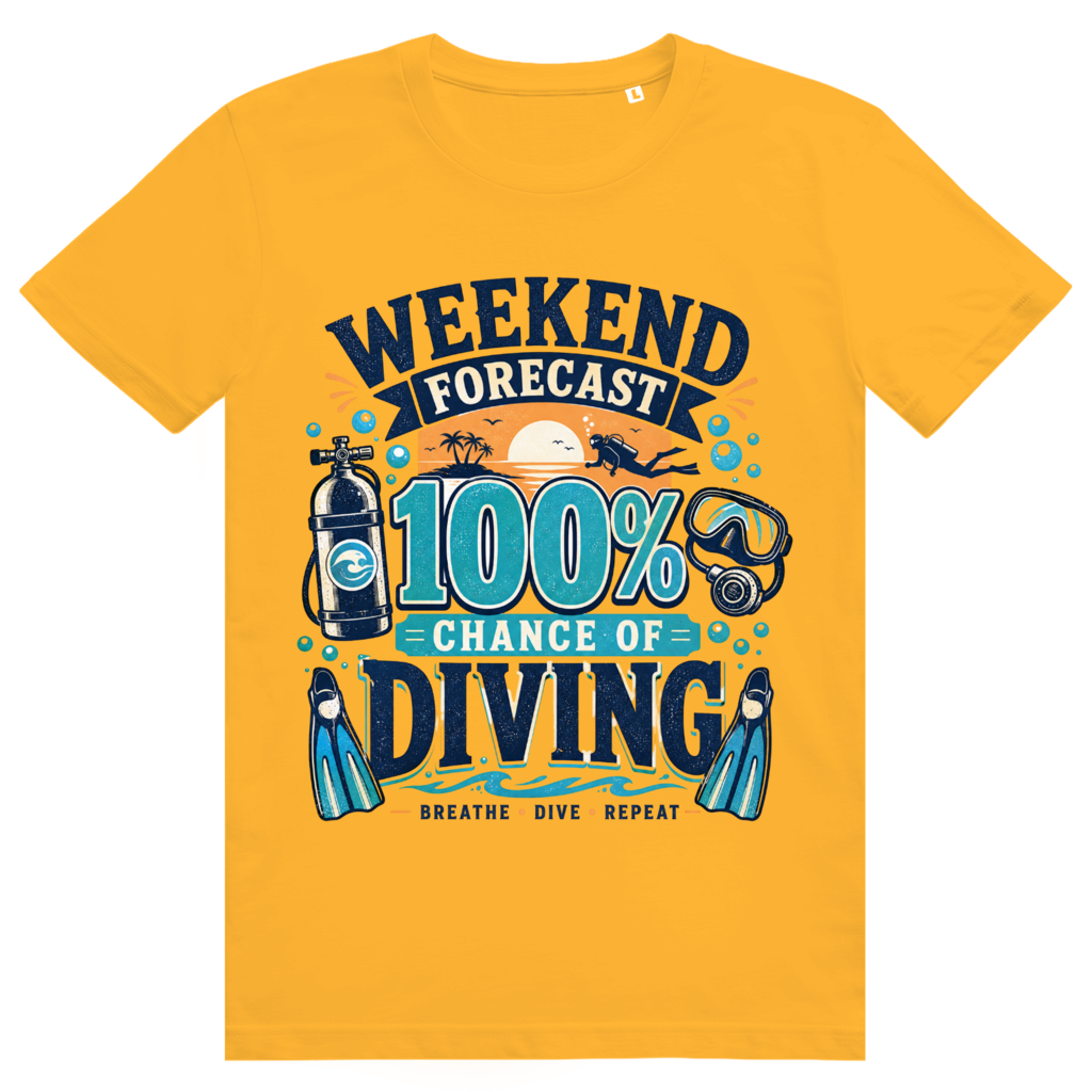 Weekend Forecast T-Shirt – nachhaltiges Taucher Shirt mit 100% Diving Design