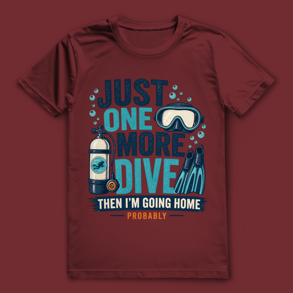 Just One More Dive T-Shirt – nachhaltiges Taucher Shirt mit humorvollem Diving Design