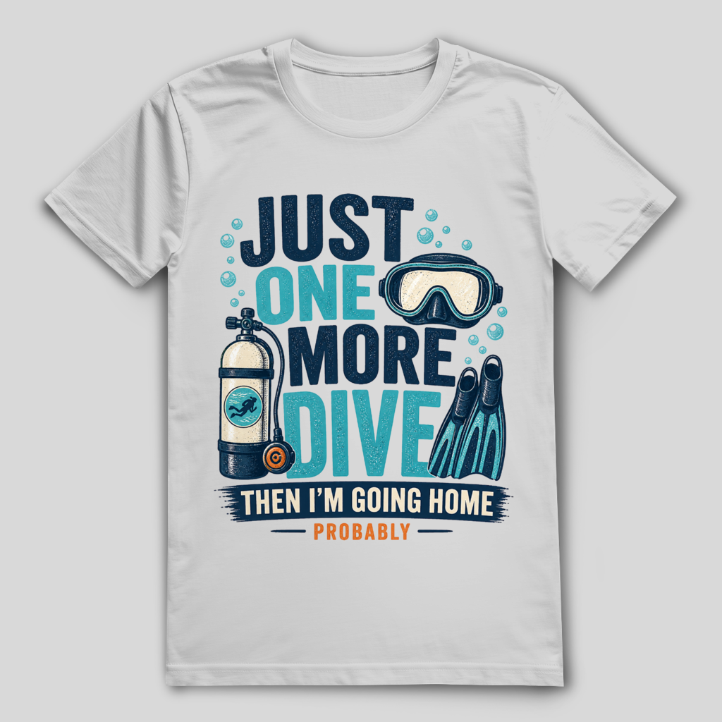 Just One More Dive T-Shirt – nachhaltiges Taucher Shirt mit humorvollem Diving Design