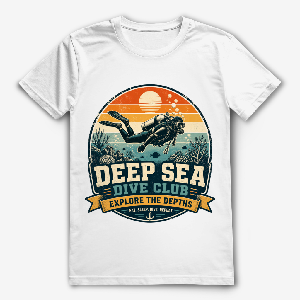 Deep Sea Dive Club T-Shirt – nachhaltiges Taucher Shirt mit Vintage Diving Design