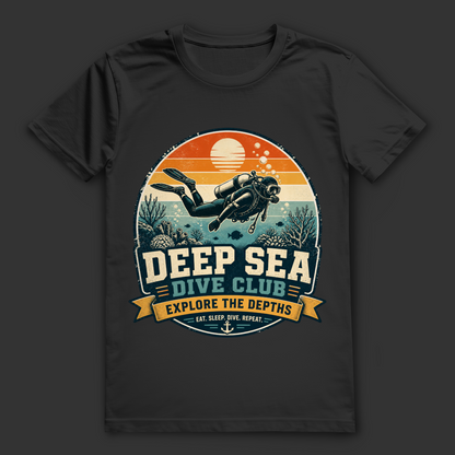 Deep Sea Dive Club T-Shirt – nachhaltiges Taucher Shirt mit Vintage Diving Design