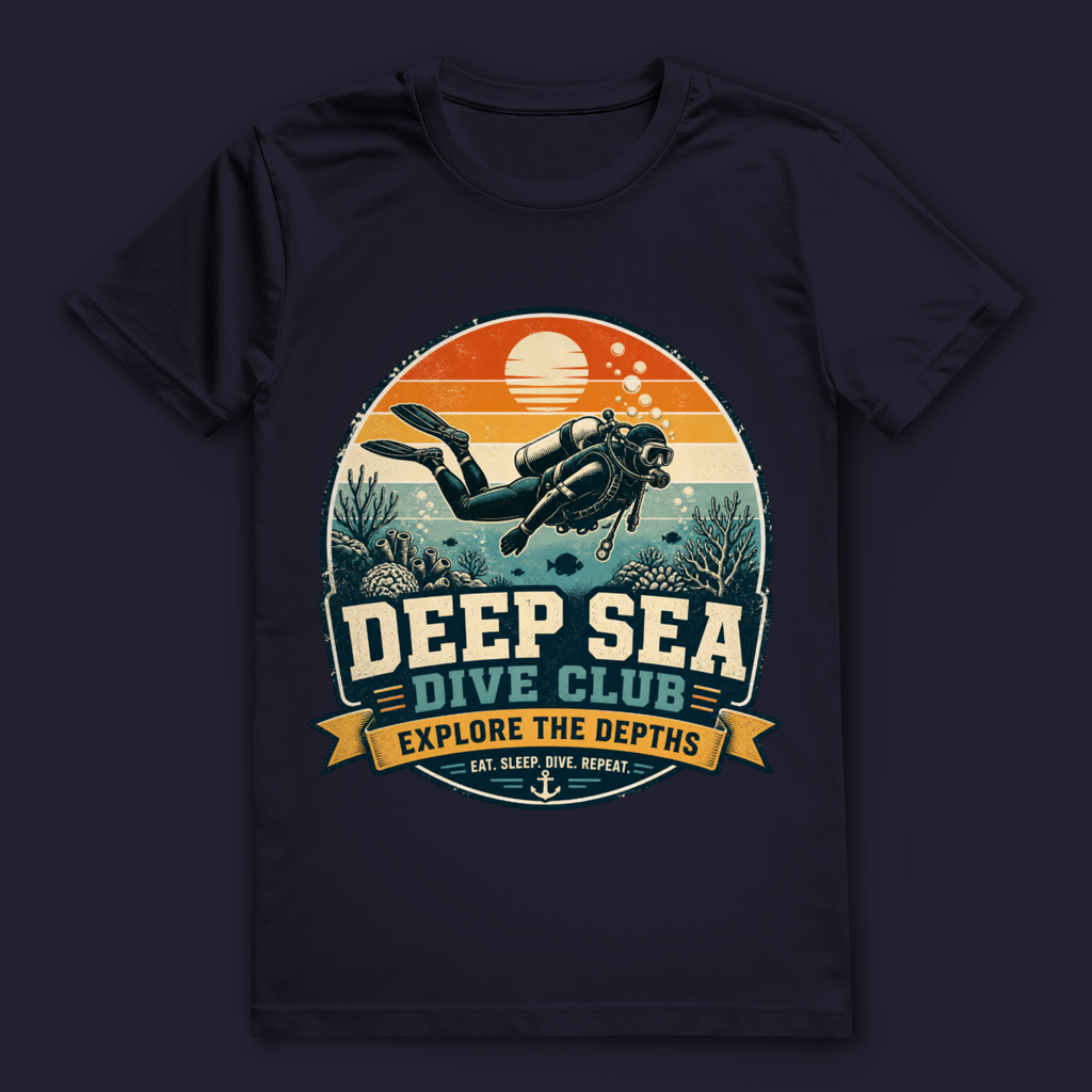 Deep Sea Dive Club T-Shirt – nachhaltiges Taucher Shirt mit Vintage Diving Design