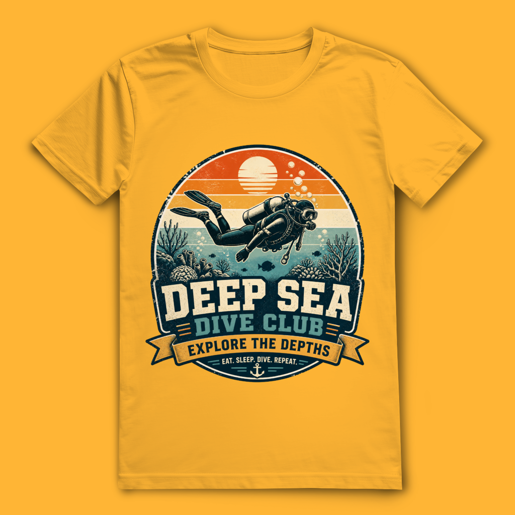 Deep Sea Dive Club T-Shirt – nachhaltiges Taucher Shirt mit Vintage Diving Design