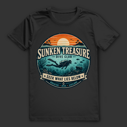 Sunken Treasure T-Shirt – nachhaltiges Taucher Shirt mit Schatztruhen Design