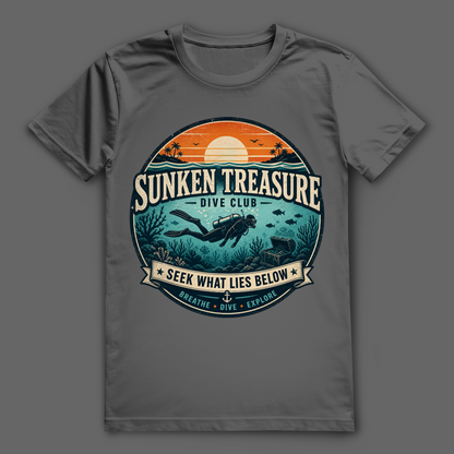 Sunken Treasure T-Shirt – nachhaltiges Taucher Shirt mit Schatztruhen Design
