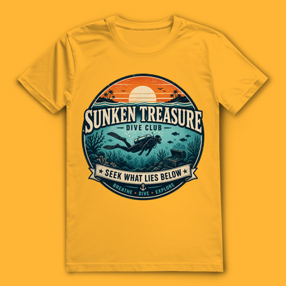 Sunken Treasure T-Shirt – nachhaltiges Taucher Shirt mit Schatztruhen Design