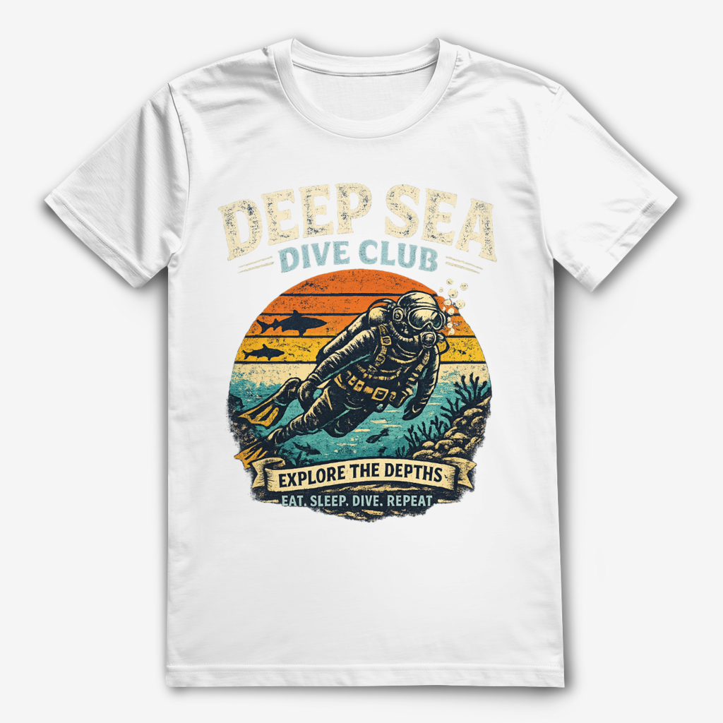 Deep Sea Dive Club T-Shirt – nachhaltiges Taucher Shirt mit Retro Design