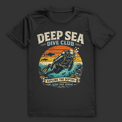 Deep Sea Dive Club T-Shirt – nachhaltiges Taucher Shirt mit Retro Design