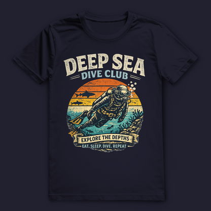 Deep Sea Dive Club T-Shirt – nachhaltiges Taucher Shirt mit Retro Design