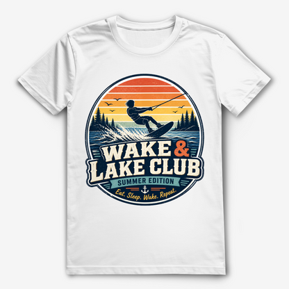 Wake & Lake Club T-Shirt – stylisches Wakeboard Shirt im Retro Design