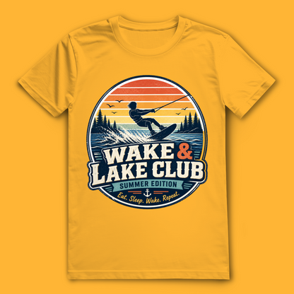 Wake & Lake Club T-Shirt – stylisches Wakeboard Shirt im Retro Design