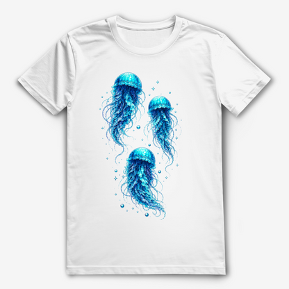 Quallen T-Shirt | Leuchtendes Meer Shirt | Ozean Motiv für Taucher & Meerliebhaber | Geschenk für Wasserfans