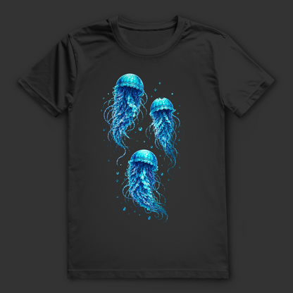 Quallen T-Shirt | Leuchtendes Meer Shirt | Ozean Motiv für Taucher & Meerliebhaber | Geschenk für Wasserfans