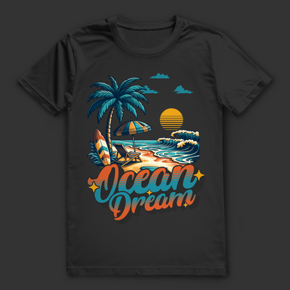 Strand T-Shirt | Ocean Dream Shirt für Meerliebhaber | Sommer Shirt mit Surf Motiv | Geschenk für Wasserfans