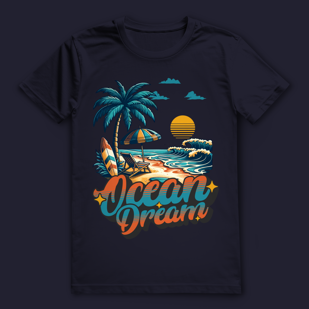 Strand T-Shirt | Ocean Dream Shirt für Meerliebhaber | Sommer Shirt mit Surf Motiv | Geschenk für Wasserfans