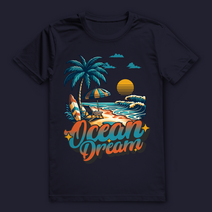 Strand T-Shirt | Ocean Dream Shirt für Meerliebhaber | Sommer Shirt mit Surf Motiv | Geschenk für Wasserfans