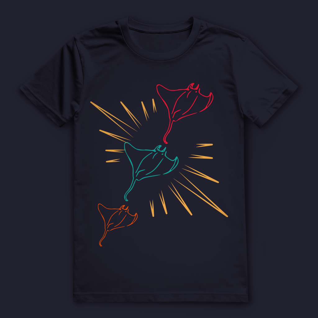 Manta T-Shirt | Rochen Shirt für Taucher & Meerliebhaber | Unterwasser Motiv Shirt | Geschenk für Wasserfans