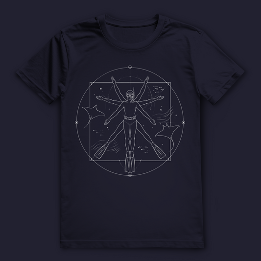 Apnoetaucher T-Shirt im Da Vinci Stil – Freitaucher Shirt für Unterwasserfans