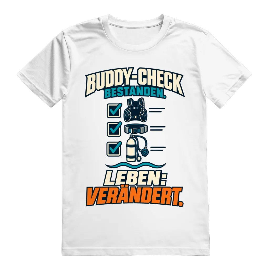 Buddy-Check Bestanden T-Shirt – Checklisten Statement Shirt