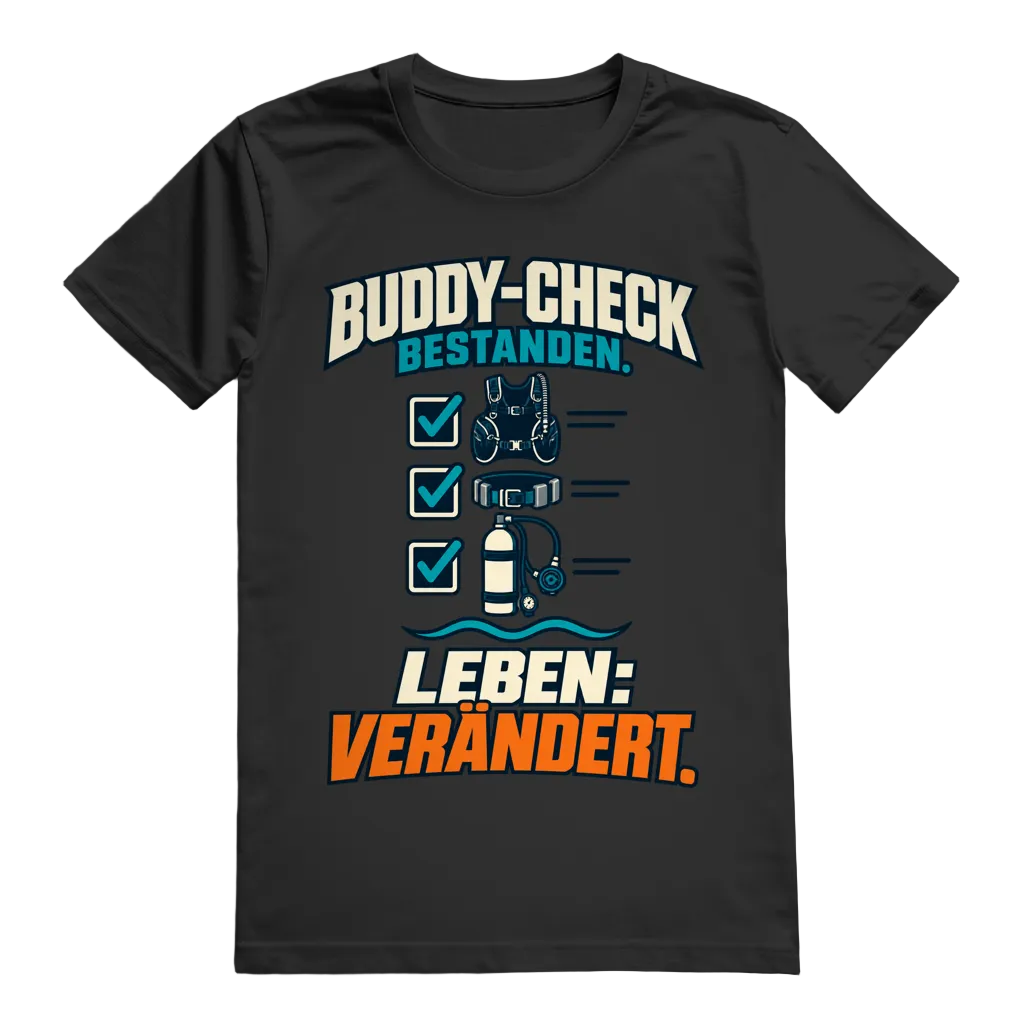 Buddy-Check Bestanden T-Shirt – Checklisten Statement Shirt