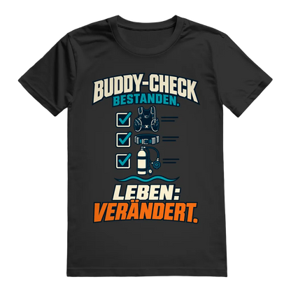 Buddy-Check Bestanden T-Shirt – Checklisten Statement Shirt