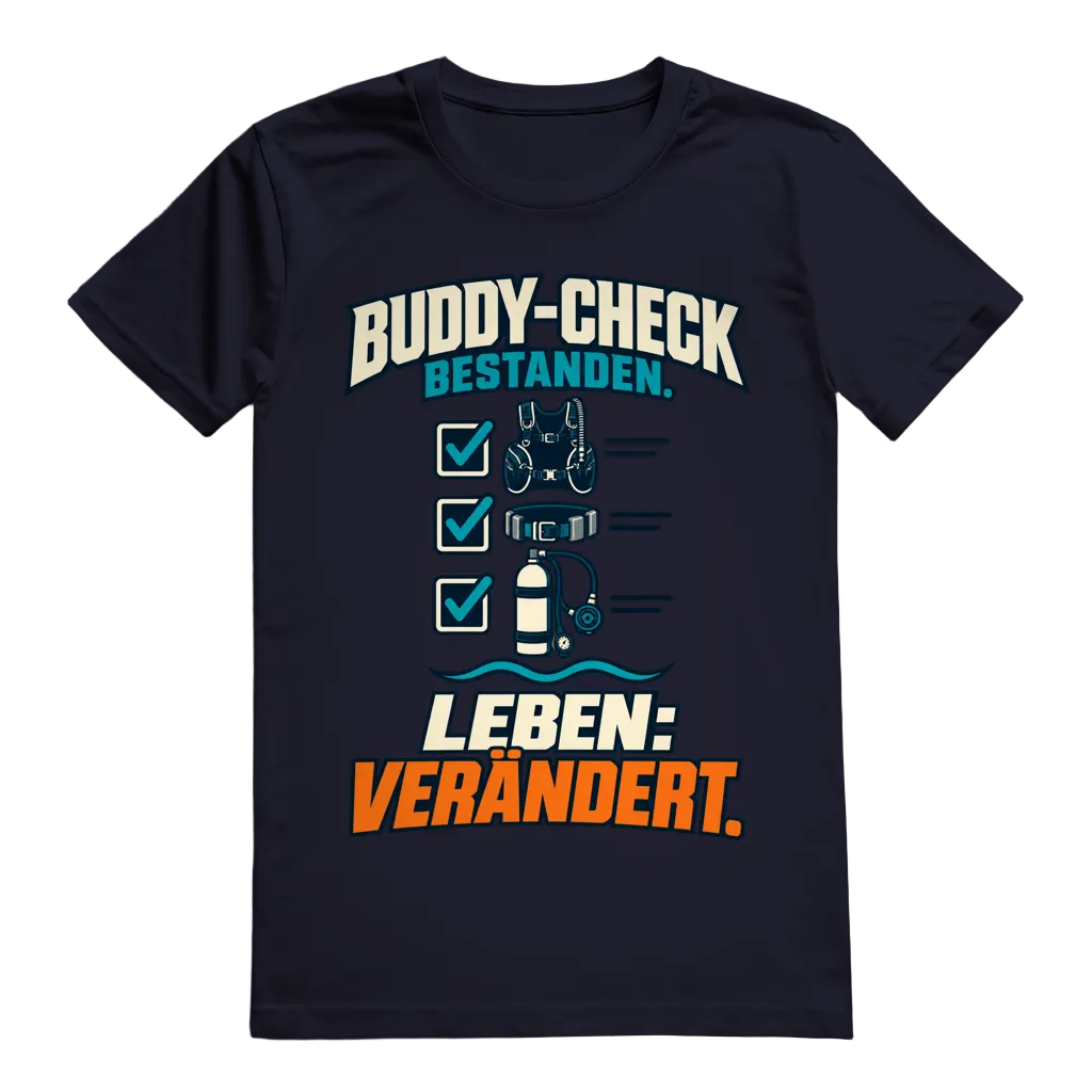 Buddy-Check Bestanden T-Shirt – Checklisten Statement Shirt