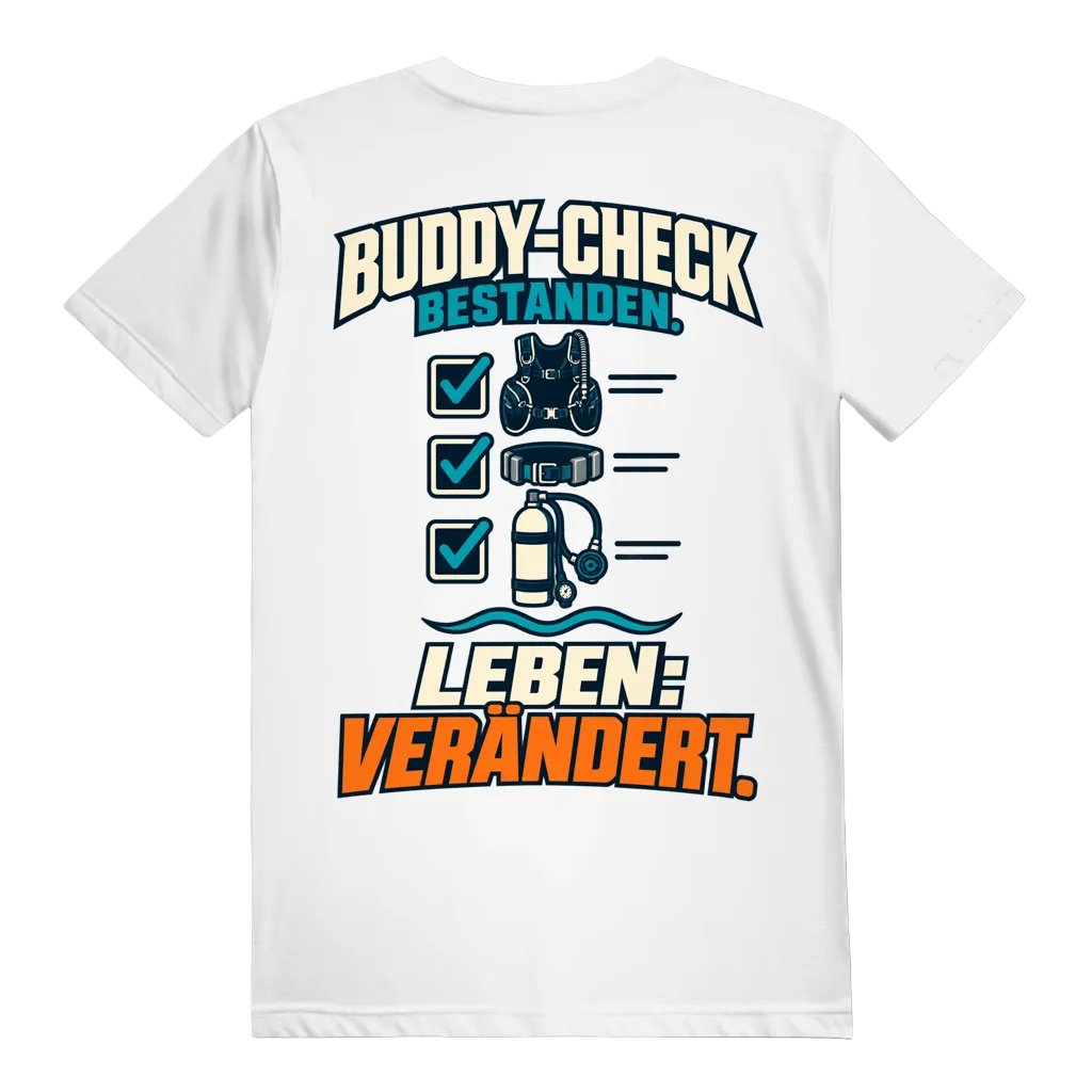 Buddy-Check Bestanden T-Shirt – Checklisten Statement Shirt