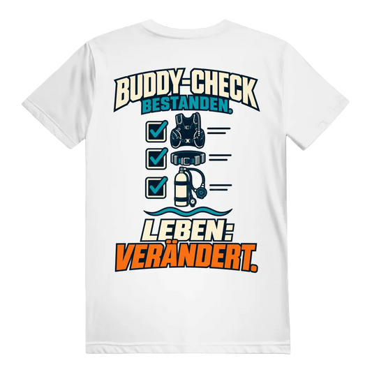 Buddy-Check Bestanden T-Shirt – Checklisten Statement Shirt