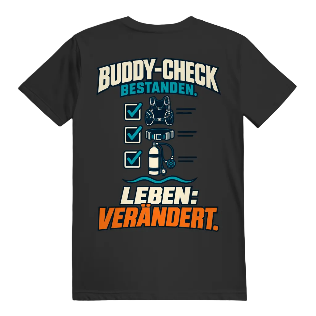 Buddy-Check Bestanden T-Shirt – Checklisten Statement Shirt