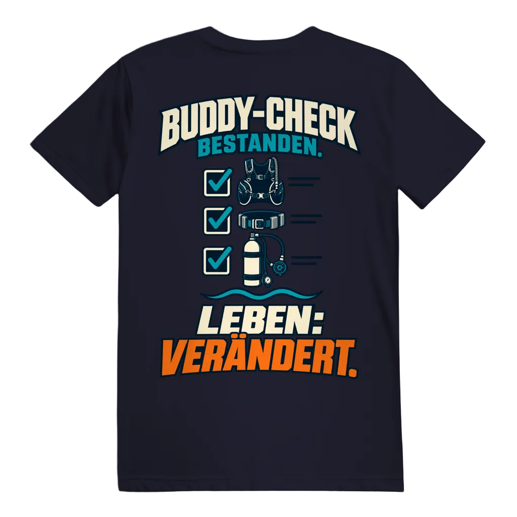 Buddy-Check Bestanden T-Shirt – Checklisten Statement Shirt
