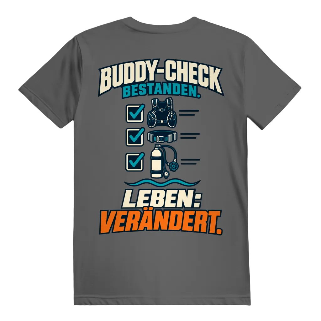 Buddy-Check Bestanden T-Shirt – Checklisten Statement Shirt