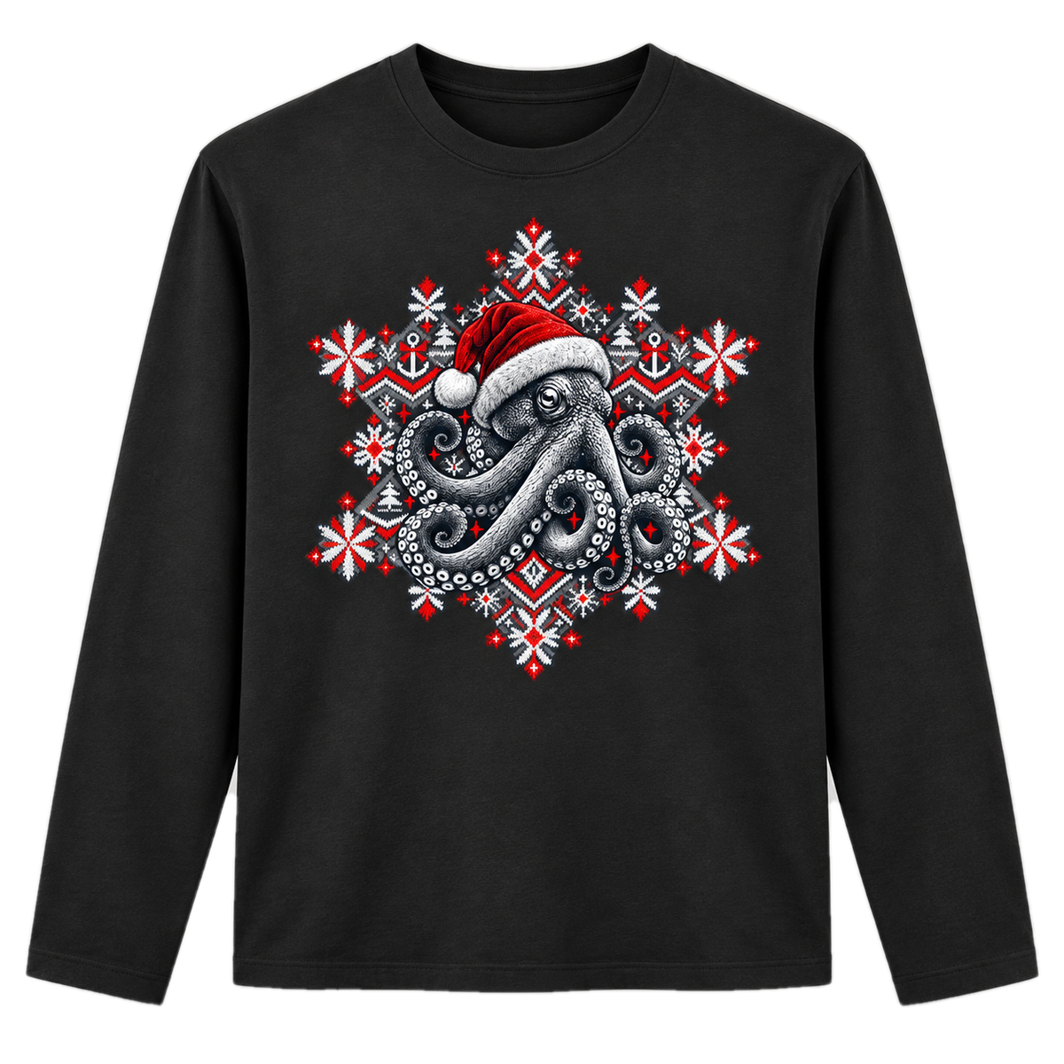 Christmas Octopus Long Sleeve – Weihnachts-Longsleeve mit Krake