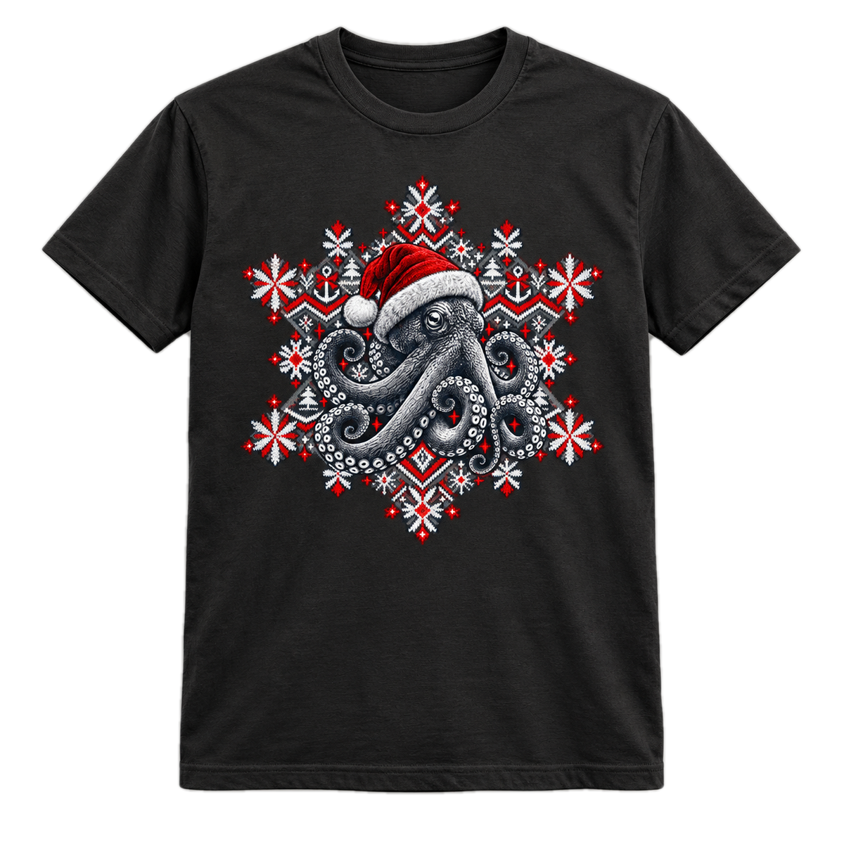 Christmas Octopus T-Shirt – Weihnachts-Shirt mit Krake