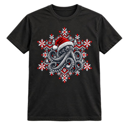 Christmas Octopus T-Shirt – Weihnachts-Shirt mit Krake