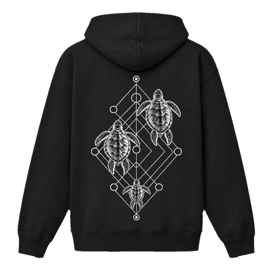 Sea Turtle Trio Hoodie – Minimalistisches Ocean-Art-Hoodie