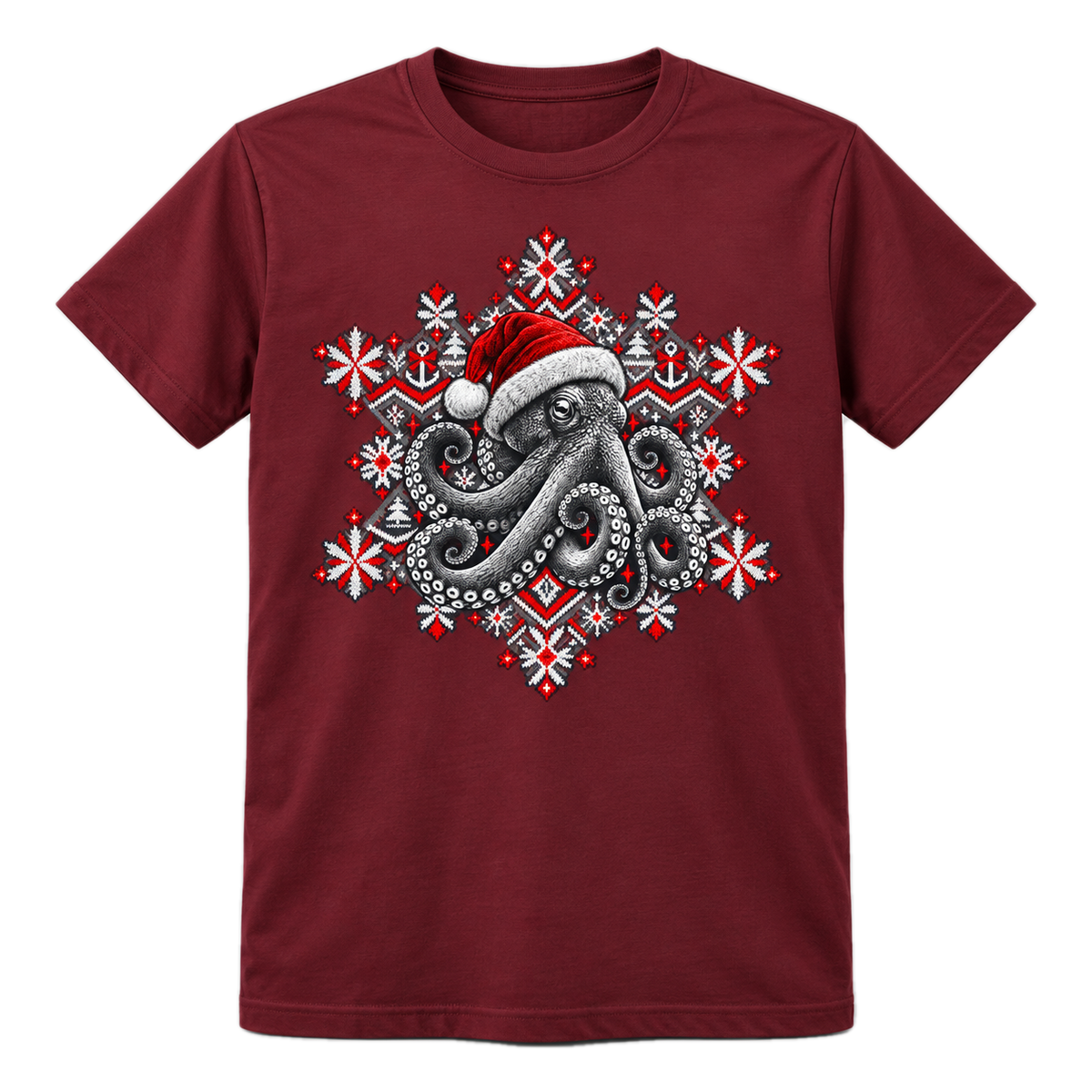 Christmas Octopus T-Shirt – Weihnachts-Shirt mit Krake