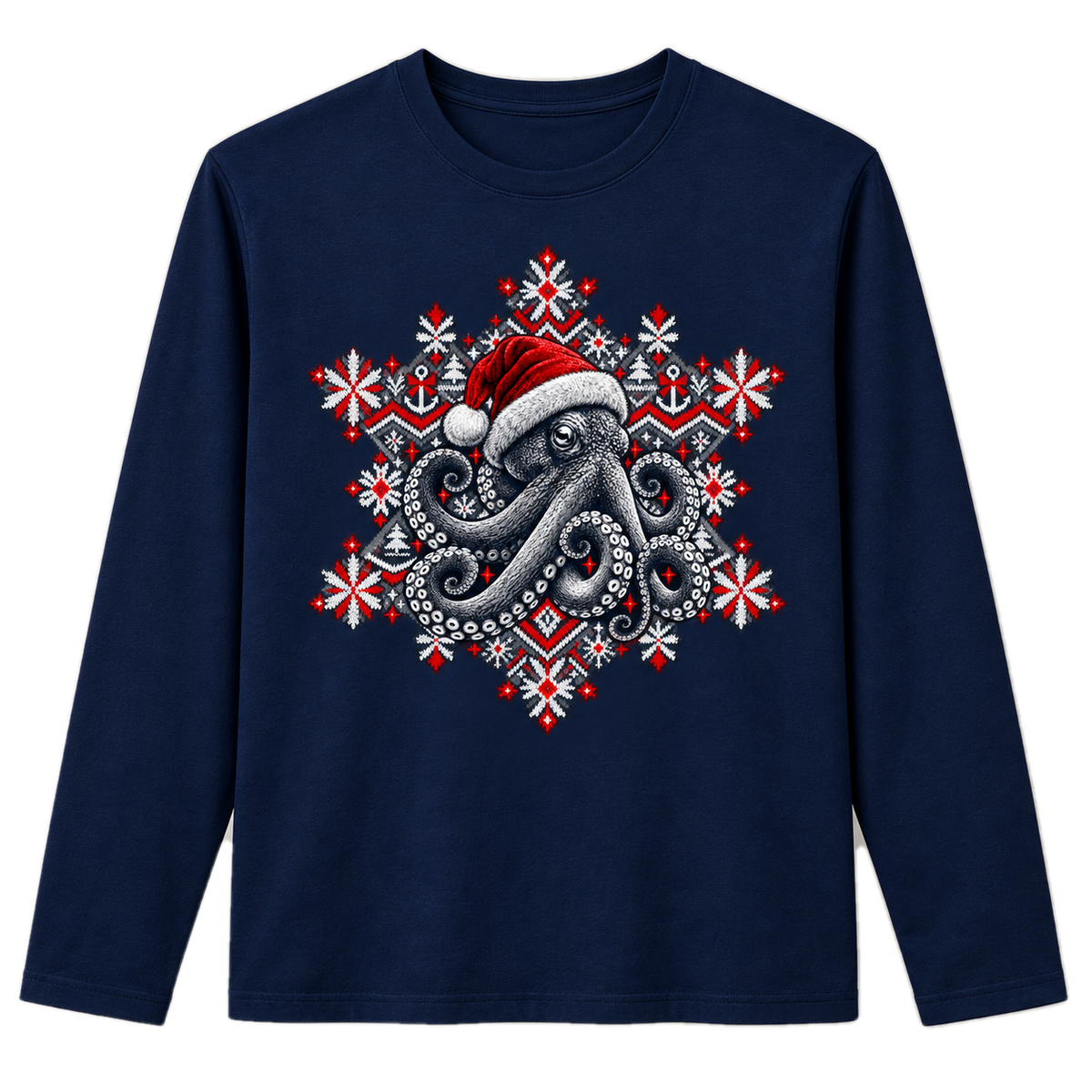 Christmas Octopus Long Sleeve – Weihnachts-Longsleeve mit Krake