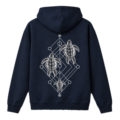 Sea Turtle Trio Hoodie – Minimalistisches Ocean-Art-Hoodie