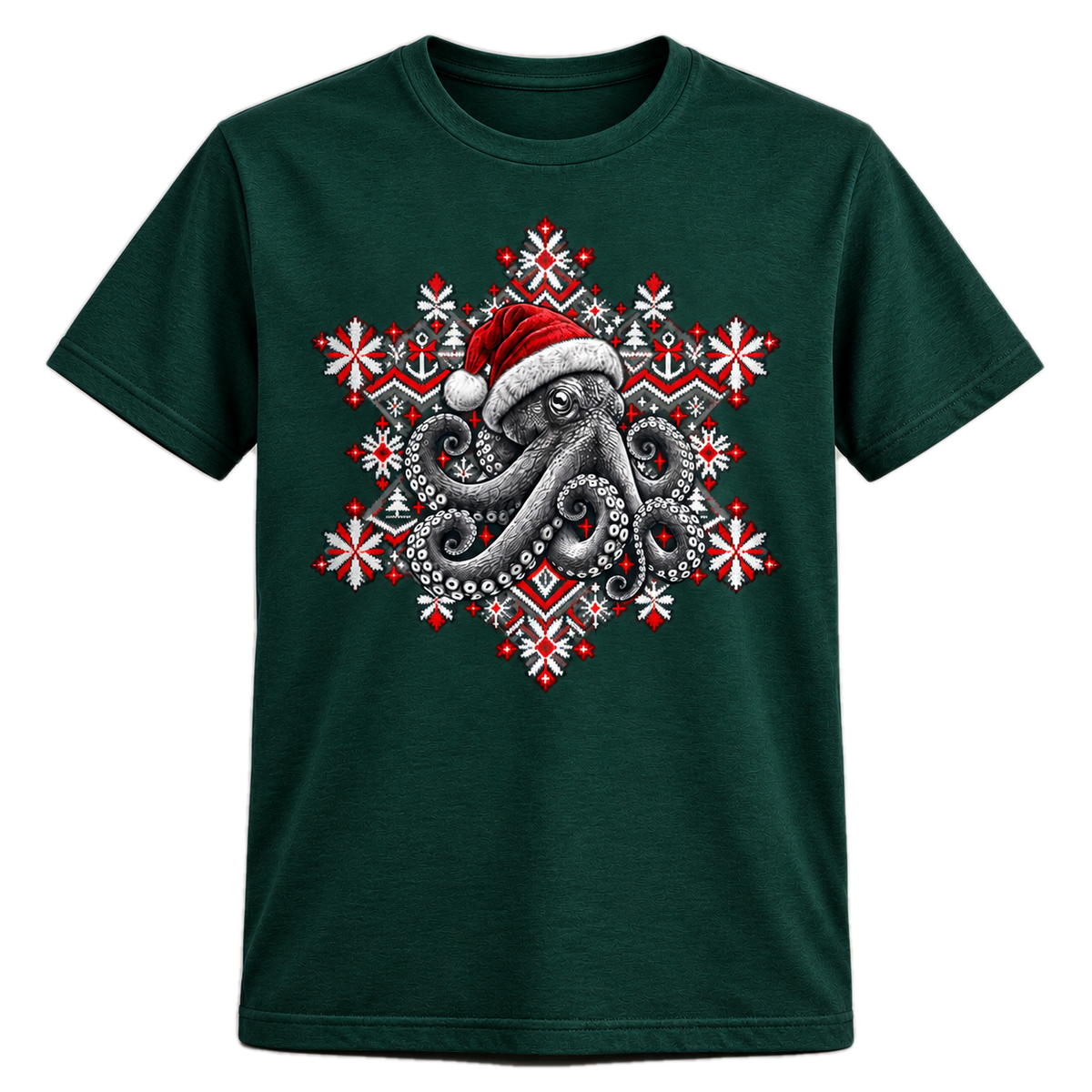 Christmas Octopus T-Shirt – Weihnachts-Shirt mit Krake