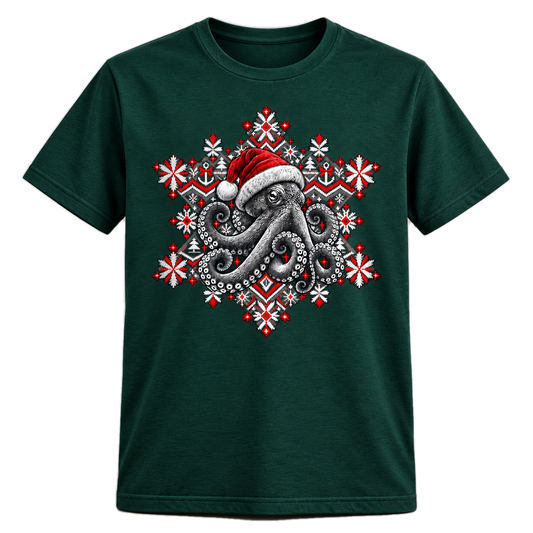 Christmas Octopus T-Shirt – Weihnachts-Shirt mit Krake