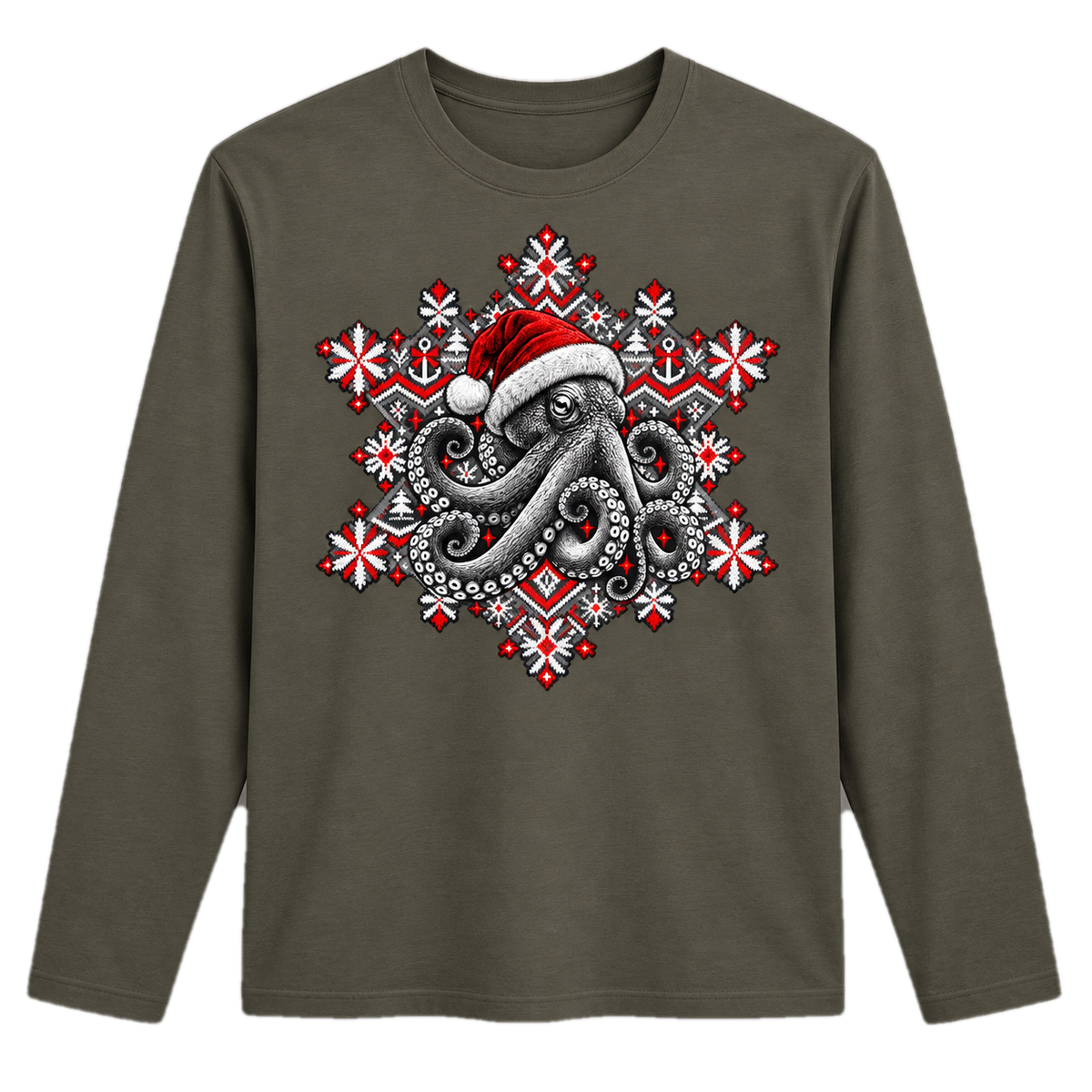 Christmas Octopus Long Sleeve – Weihnachts-Longsleeve mit Krake